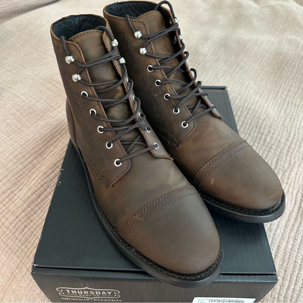 Thursday Boot Company Brown Leather Lace-Up Arizona Captain Boot